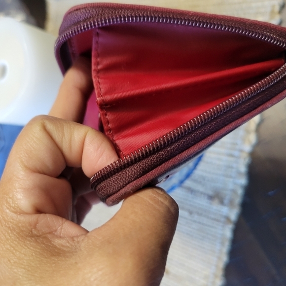 Fossil Leather Floral Zip Around Long Wallet Coated Canvas Pink Cream Retro EUC - Picture 11 of 13